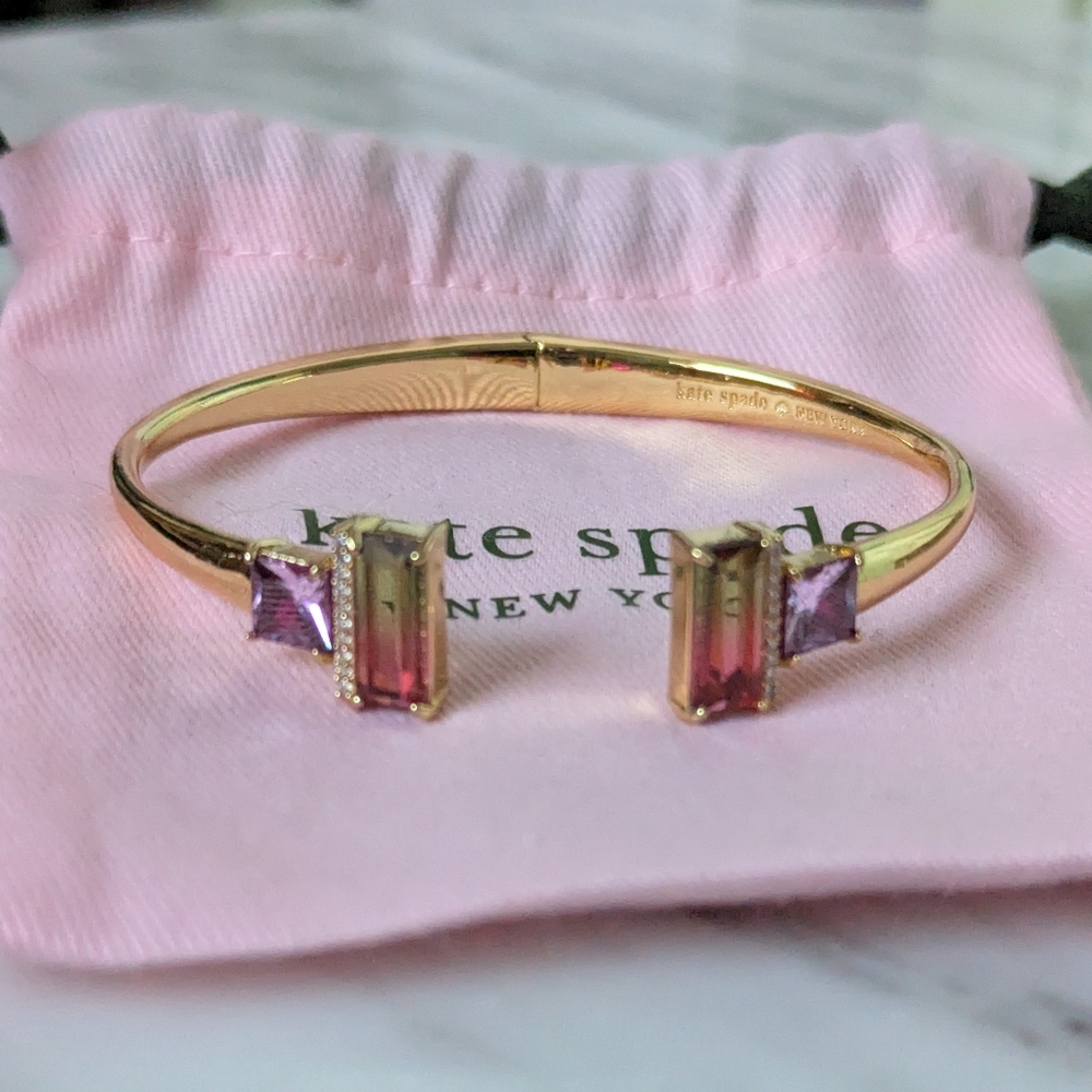 NWT kate spade Geo Gems Hinged Bracelet Multicolor Stones -stunning!